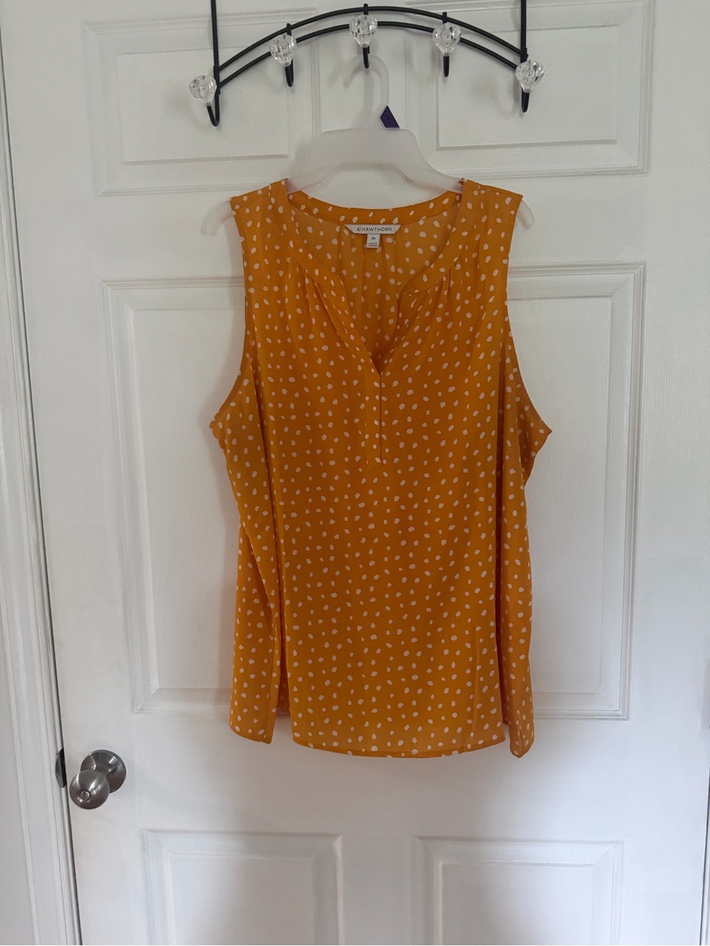 41 Hawthorn Mustard Polka Dot Sleeveless Blouse